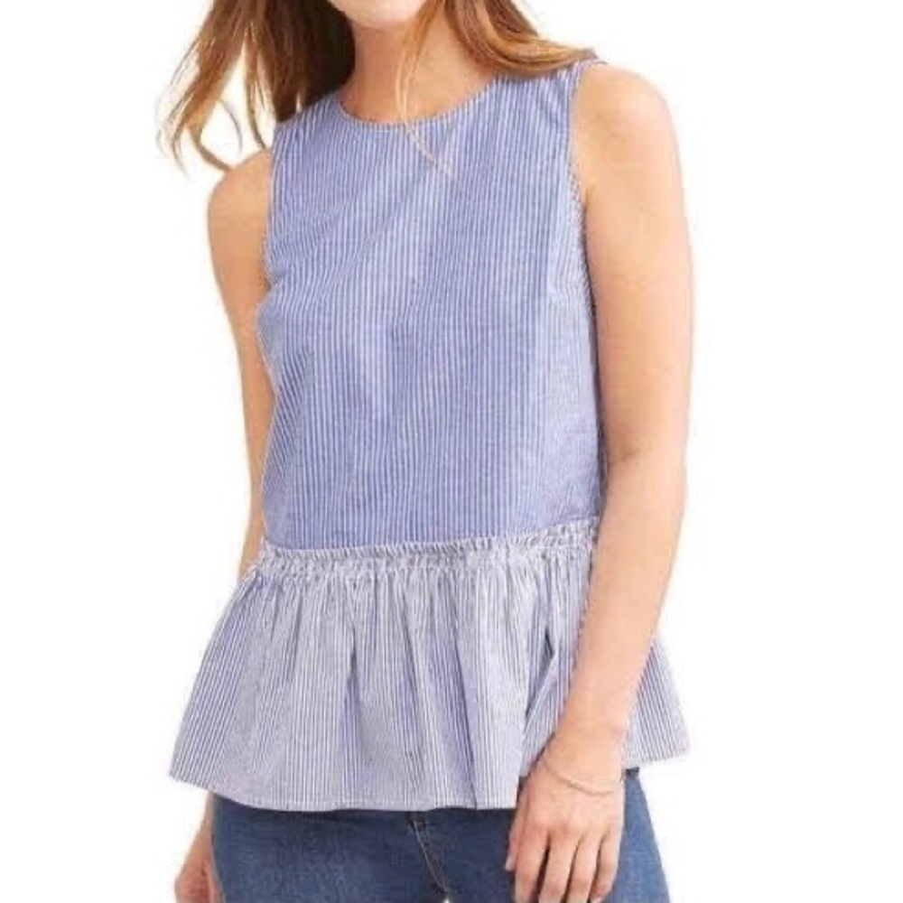 Peplum Blouse, Blue Stripe